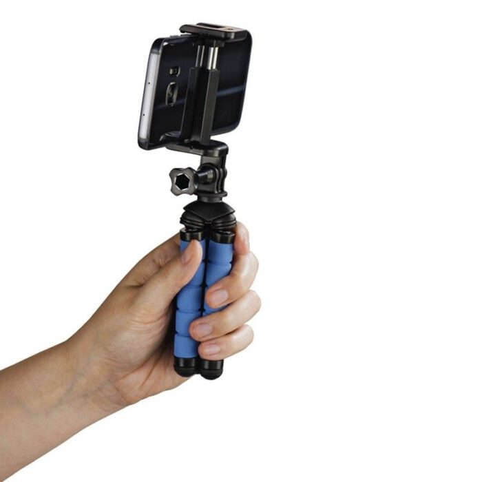 mini trepied flex pour smartphone et gopro hama 14 cm bleu 2