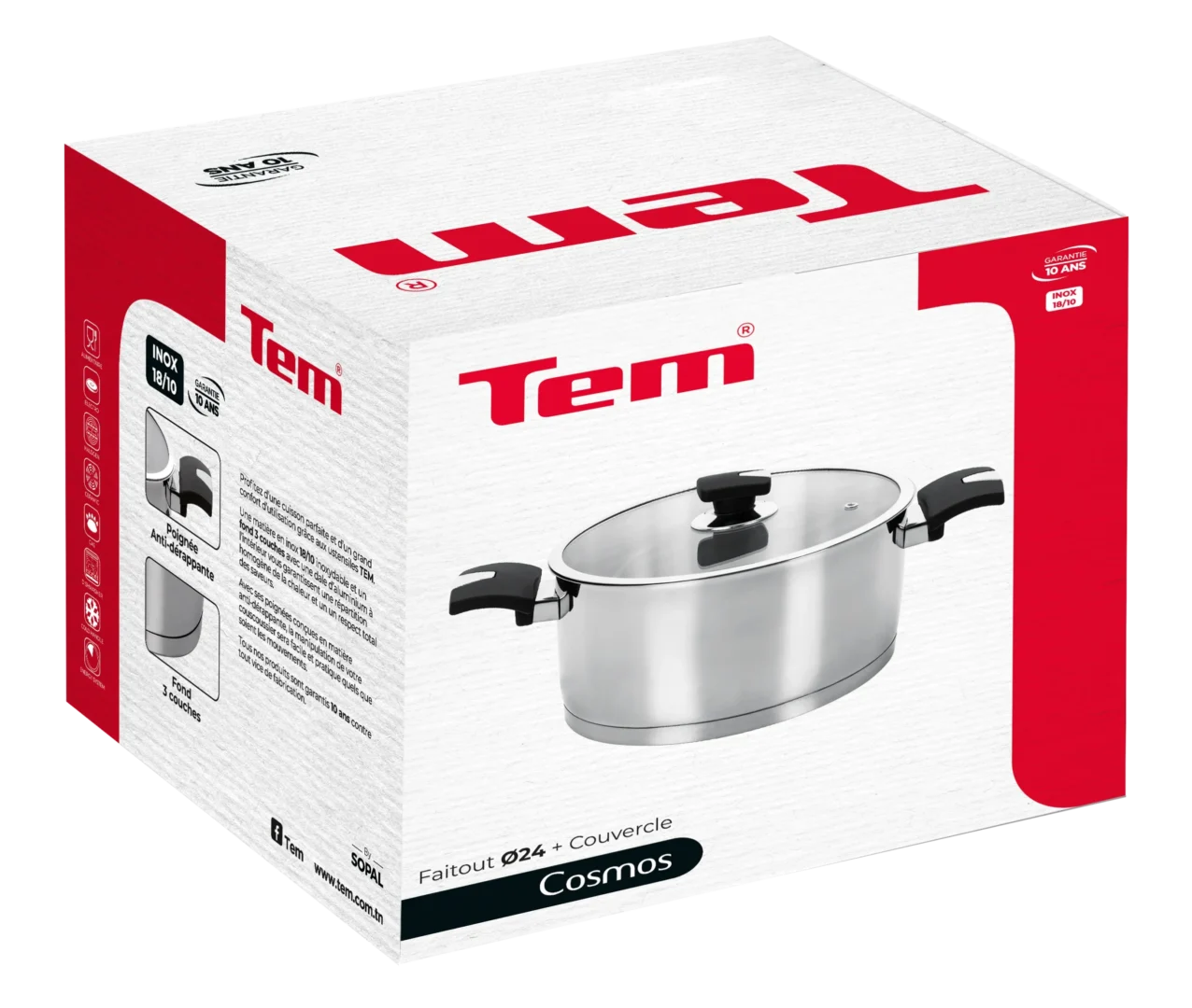 ﻿Faitout 24 cm TEM Série COSMOS Inox-W40124F